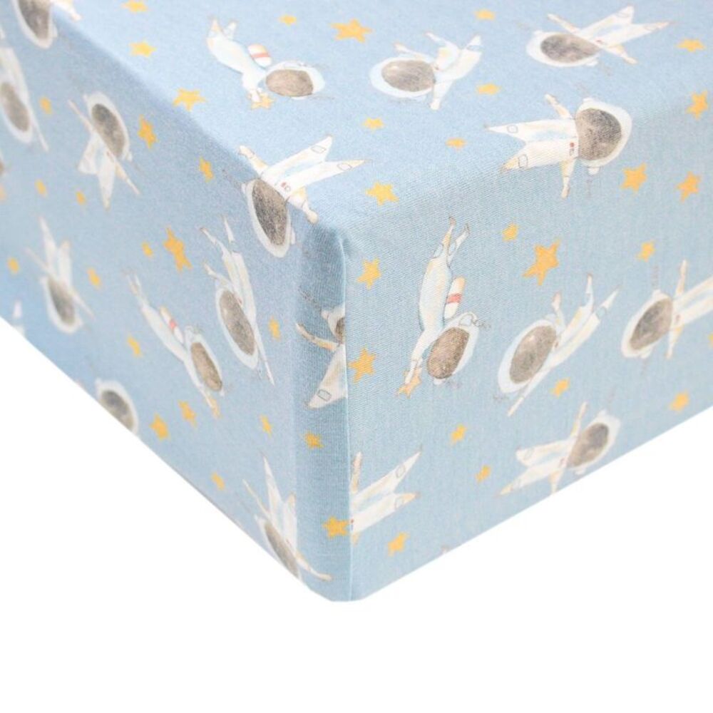 Copper Pearl -  Alta Premium Crib Sheet - Neil: Soft  Blue